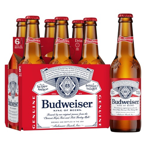 Budweiser Bud Lager Beer Bottles 6-Pack